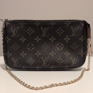 Louis Vuitton Black Monogram Wristlet with Chain